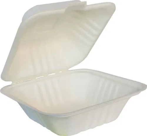 6x6 Bagasse Clamshell Container - Image 2