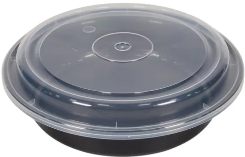 8" Plastic Round Combo Container - Black