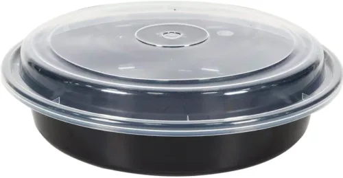 9" Plastic Round Combo Container - Black