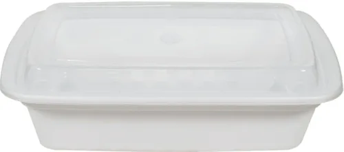 28oz Rectangle Plastic Container-  White