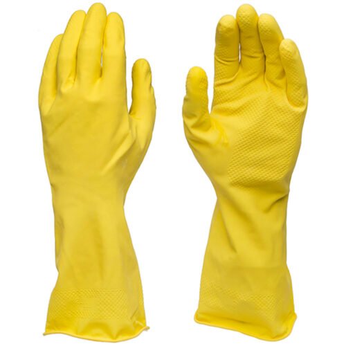 Yellow Latex Dishwashing Gloves - Medium - Image 2